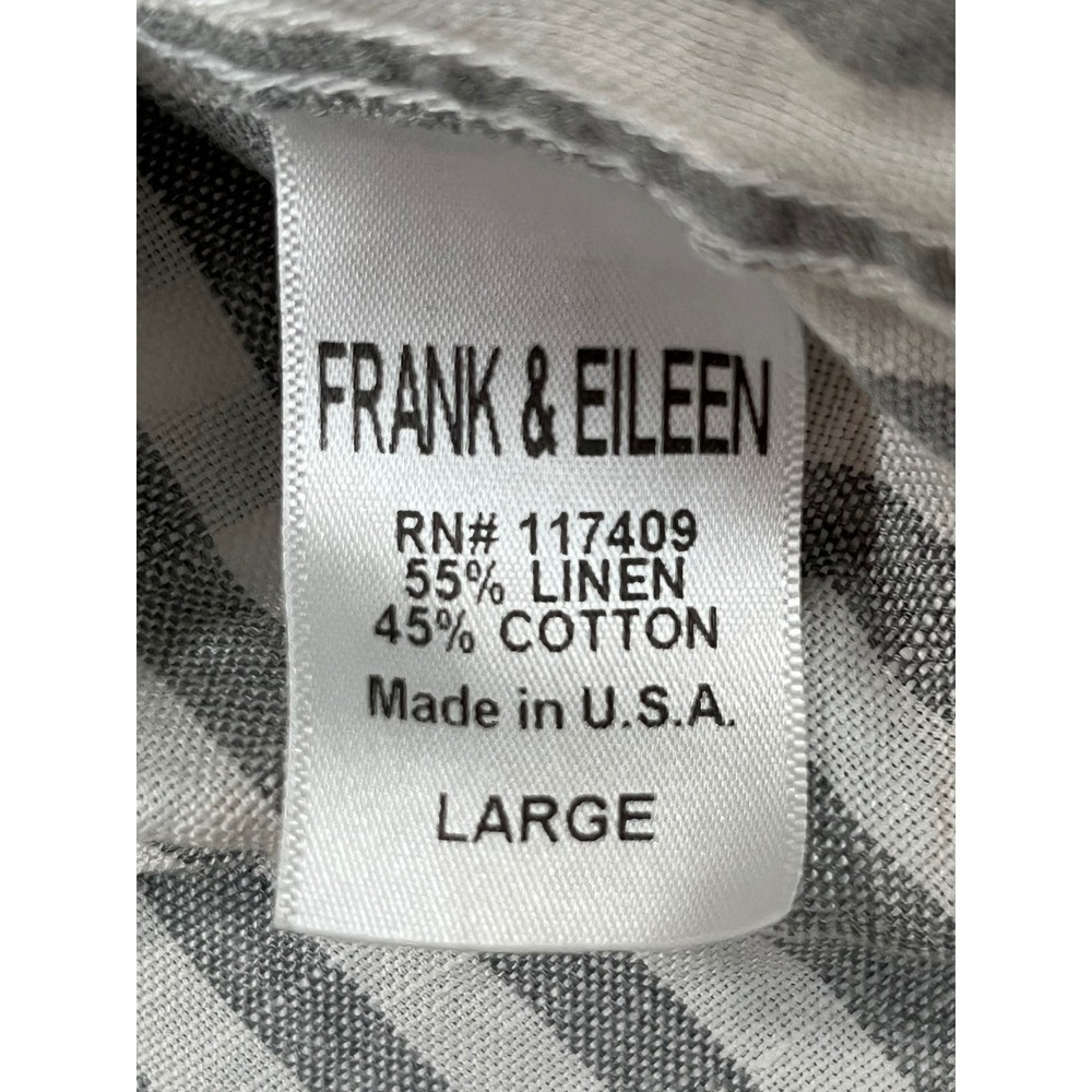 Frank & Eileen Mary Shirt Dress Womens L Gray White Linen Cotton Striped L/S EUC - Picture 3 of 8